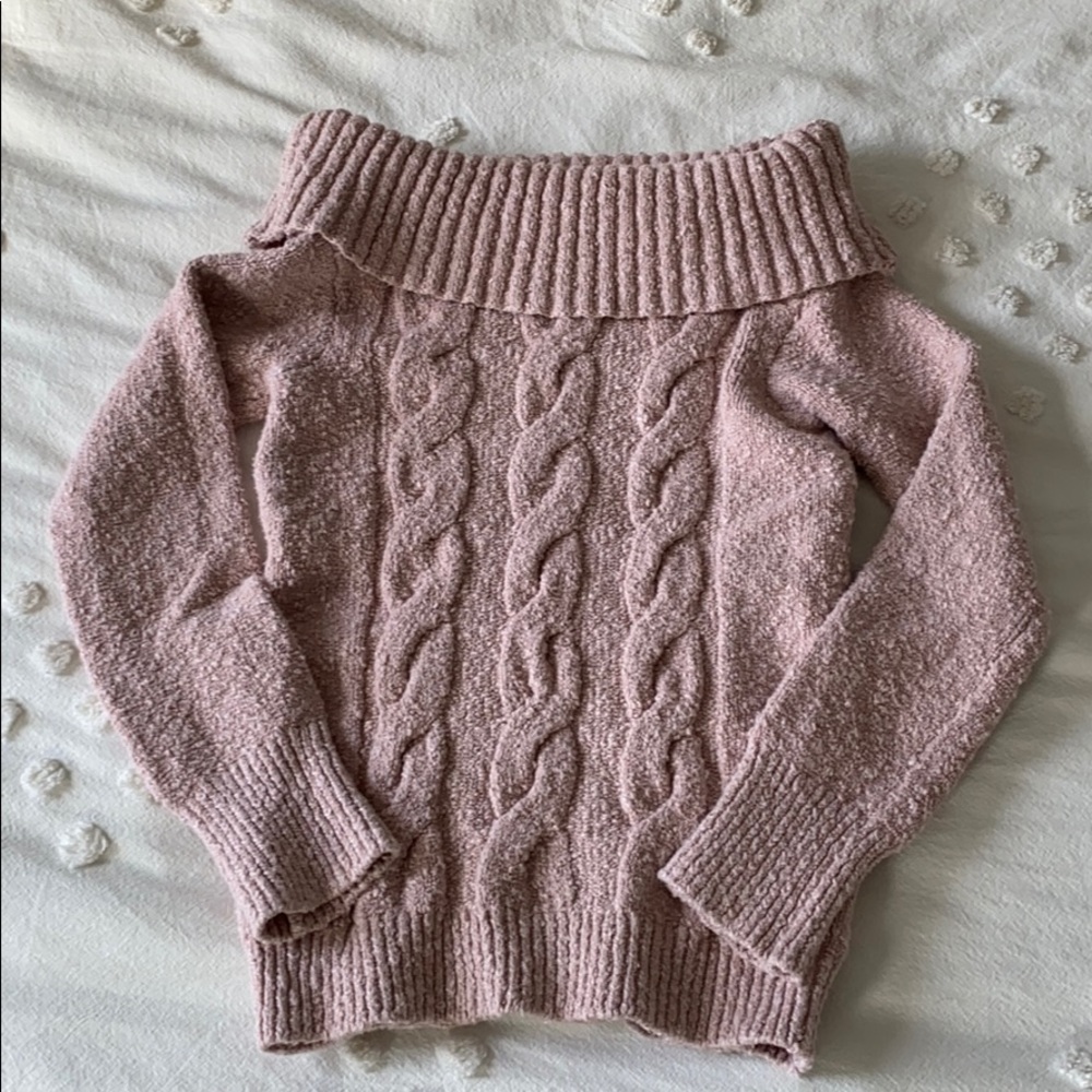 Free People Pink Off The Shoulder Sweater
